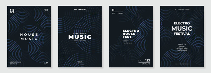 Wall Mural - music poster design background vector set. electro sound cover template with vibrant abstract gradie