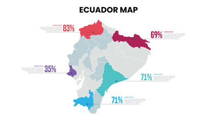  Ecuador Modern Map Percentage Infographic Template Detailed infographic map of Ecuador