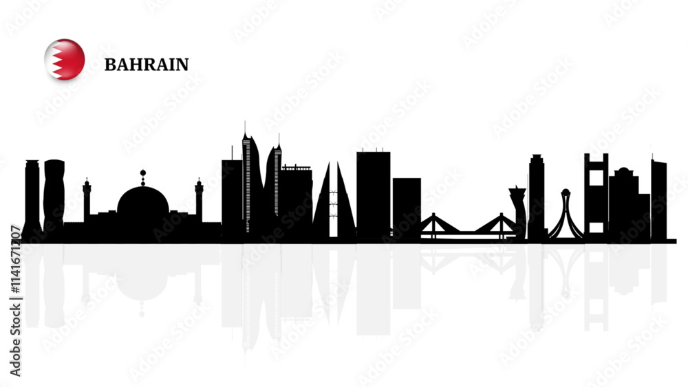 bahrain skyline, bahrain cityscape, bahrain skyscraper buildings vector ...