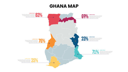  Ghana Modern Map Percentage Infographic Template Detailed infographic map of Ghana