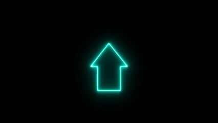 Wall Mural - Green color up arrow direction icon illumination. abstract arrow icon. Glowing neon up direction arrow icon illumination.
