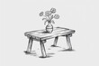 © Media Srock - Rustic Wooden Table Holds Vase Of Daisies