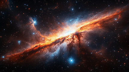 Wall Mural - mesmerizing nebula and swirling galaxies form an abstract cosmic landscape, symbolizing creation, mystery, infinite potential, and the chaotic yet harmonious nature of the universe