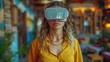 © illustration - Young Woman Wearing Virtual Reality Headset for Gaming, Education, and Future Technology Concepts