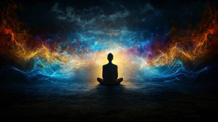 Aufkleber - Reflective perspectives ethereal environments and sound waves for serene meditation and inner peace
