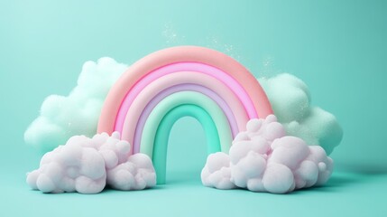 Wall Mural - Colorful Rainbow Clouds Pastel Colors Dreamy Scene Happy Art Cute