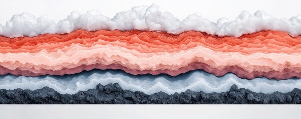Fototapete - A vibrant layered depiction showcasing contrasting colors and textures reminiscent of geological formations or abstract art.