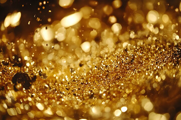abstract gold glitter bokeh background.