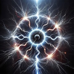 electrical discharge of energy on a bright black background