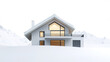 © THUA - Sleek minimalist alpine house with large windows in snowy landscape