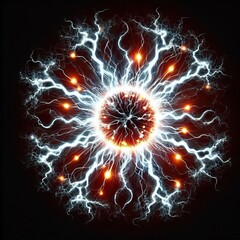 electrical discharge of energy on a bright black background