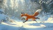 © marfuah - Red fox running through snowy winter forest.