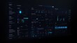 © milenialdesastudio - Futuristic digital dashboard with multiple data visualizations, graphs, charts, and indicators displayed on a large screen.
