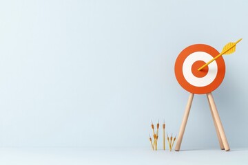 Wall Mural - measuring success and growth assessment concept. target board with an arrow, symbolizing goals and s
