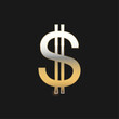 © Macholicious - United states dollar sign with gold effect. Gold icon on black background.