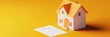 © ShadowHero - Minimalist 3D rendering of a house with a loan application form nearby