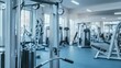 © milenialdesastudio - Modern gym interior with cable machine and fitness equipment.