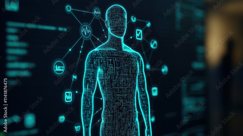 Digital health info and history visualization of human anatomy in a ...