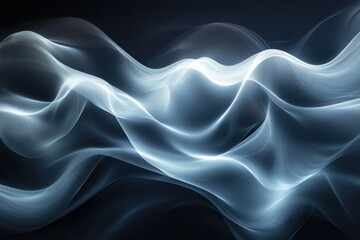 Poster - Abstract blue wavy lines flowing on dark background