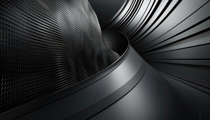 Abstract Dark Grey Metallic Architectural Design