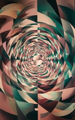 Poster - Captivating abstract backdrop composed of interlocking triangles and circles forming an intriguing dance of shapes and patterns that exude both elegance and modernity