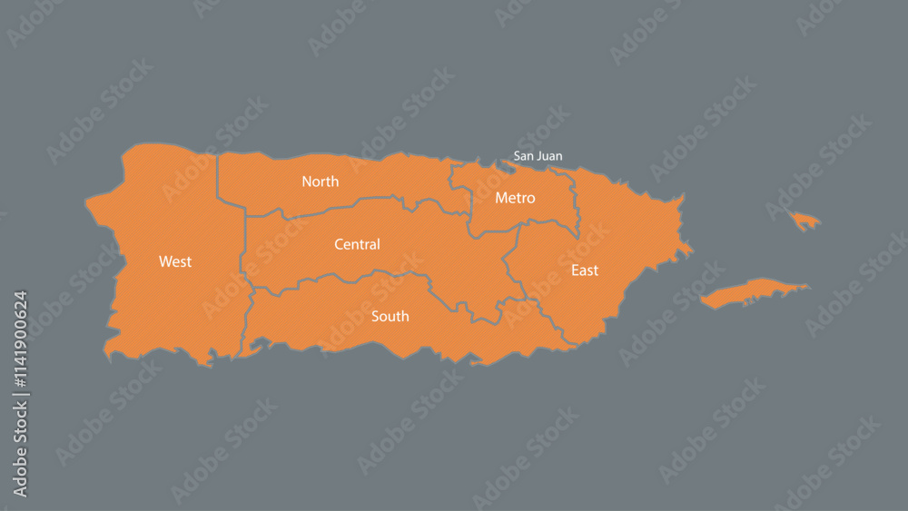 Modern Map of Puerto Rico with Interactive Features, Flat design Puerto ...