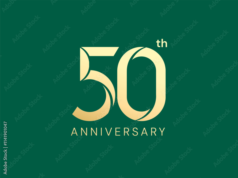 50th Anniversary with curved lines Overlapping in Shapes number luxury ...