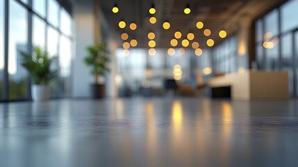 Wall Mural - blurred view of empty office space with warm bokeh lights