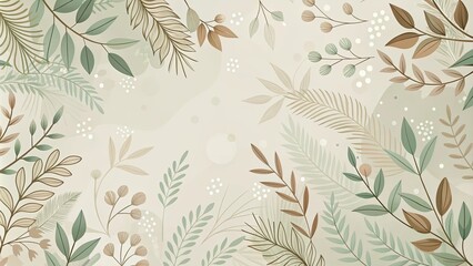 Wall Mural - Elegant Botanical Design with Soft Hues and Organic Shapes for Peaceful Backgrounds