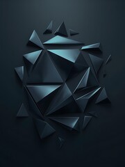 Wall Mural - Dark 3d triangular low poly shapes abstract background vector minimal geometric poster design