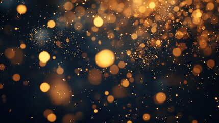 Aufkleber - Golden bokeh lights sparkle against a dark background.