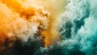 © Graphic - The sky is filled with clouds of different colors, creating a sense of chaos and unpredictability. The colors of the clouds are orange, yellow, blue, and green