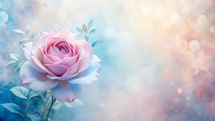 Wall Mural - A Single Delicate Pink Rose Blossom with Soft, Dreamy Background