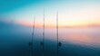 © Morto - A serene sea fishing spot at dawn, Fishing rods set for early morning catch, Dawn fishing style