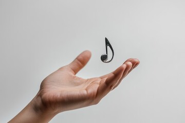 Poster - Hand with musical note levitating.