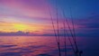 © Morto - A serene sea fishing spot at sunrise, Fishing rods set for early morning catch, Sunrise fishing style
