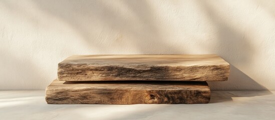 Aufkleber - Two wooden blocks display on textured background with shadow.