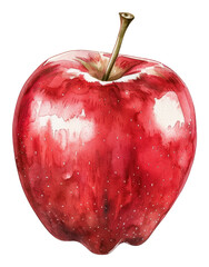 Canvas Print - PNG An isolated fresh apple illustration watercolor vibrant.