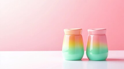 Aufkleber - Two gradient shakers, pink, white tabletop.