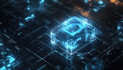 Aufkleber - Digital letter D on futuristic circuit board.