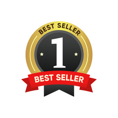 Wall Mural - Best Seller Ribbon Stamp. Number one Bestseller sign vector design