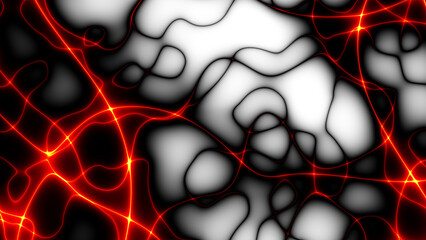 Fototapete - Red futuristic technology background with organic motion. Energy overlay lines background