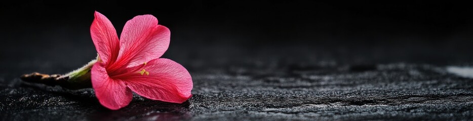 Poster - Pink blossom on dark surface.