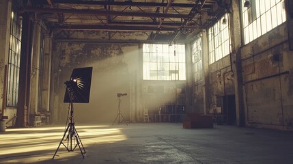 Poster - Empty studio with light through large windows.