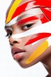 © EvgeniiasArt - African young female with colorful face paint patterns - close-up portrait