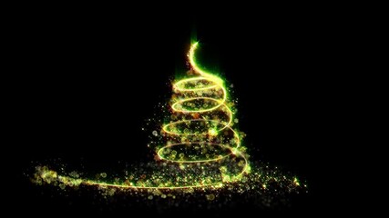 Wall Mural - Bright Particles Christmas Tree Opener Motion Graphics Element