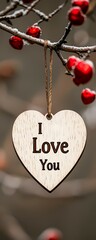 Wall Mural - A wooden heart ornament with 