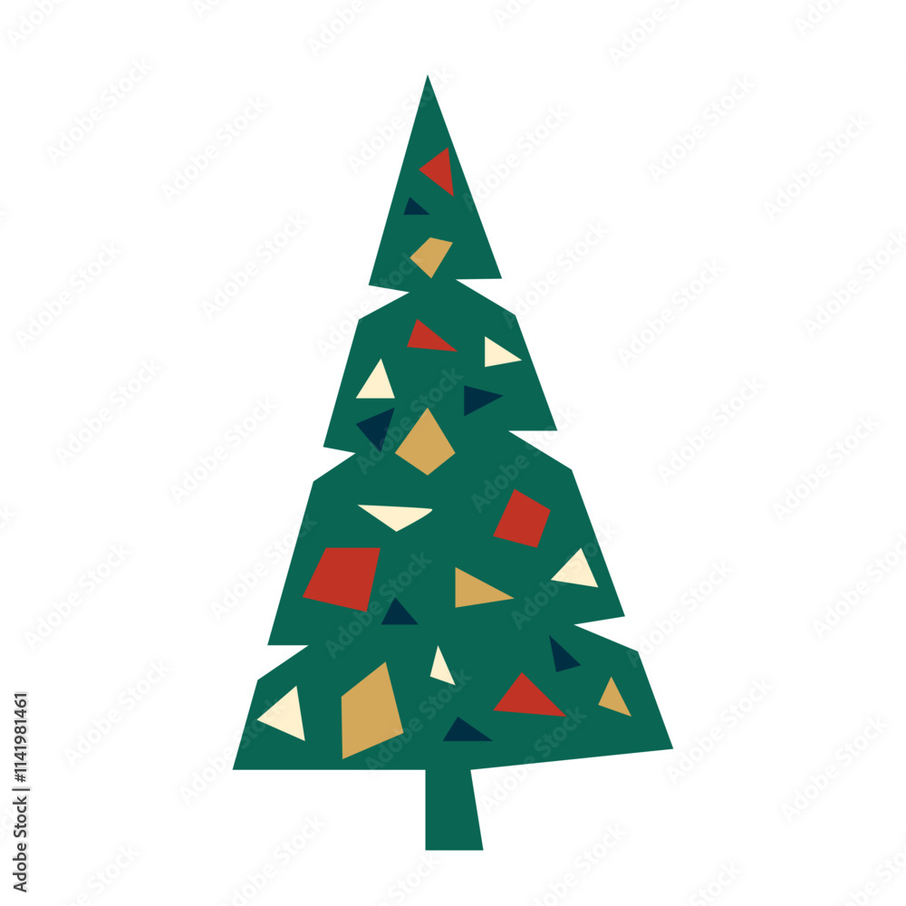 Christmas tree in flat style. Stylized tree cut out of paper ...