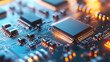 © koranis - Close up of an electronic circuit board showcasing computer technology and hardware components