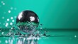 © Sonya - A disco ball surrounded by water splashes on a green and black background